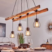 Belanian.nl -  Boho-stijl, vintage hanglamp zwart, licht hout, 4 lichts,Scandinavisch E27 fitting, Industrieel, modern, retro hanglamp,voor   Eetkamer hanglamp ,keuken Hanglamp , s