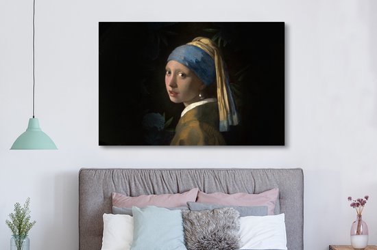 Peinture sur Toile Jeune Fille à la Perle - Vermeer - Plantes - 150x100 cm - Déco Décoration murale