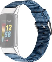 By Qubix - Geschikt voor Fitbit Charge 5 - Fitbit Charge 6 Nylon bandje - Blauw - Smartwatch Band - Horlogeband - Polsband