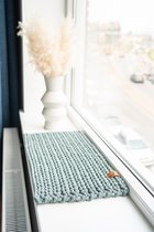 Sunny Mat - vensterbank mat - kattenmat - Grijsgroen - small - handgemaakt - gehaakt - gerecycled katoen