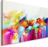 Schilderij - Gekleurde Bloemen, Print op canvas, Premium Print