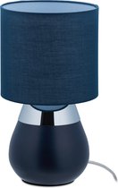 Relaxdays Nachtlamp touch - tafellamp met kap - schemerlamp - E14 fitting - donkerblauw