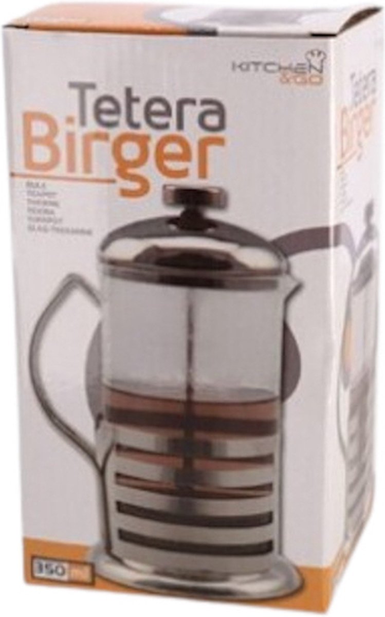 Bodum K1801-16CAR ASSAM SET theepot met deksel en filter van roestvrij staal, 1,0 l, met 2 glazen bekers van roestvrij staal, 0,35 l