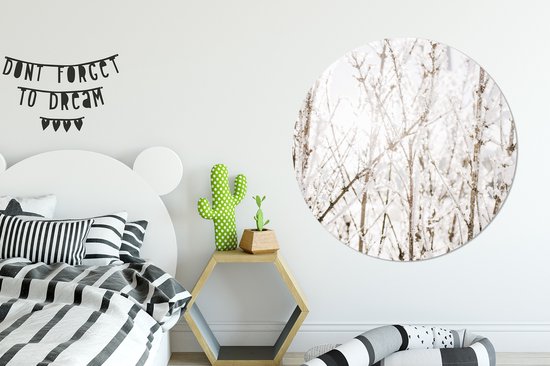 Cercle de papier peint - Hiver - Branches - Glace - ⌀ 120 cm - Cercle mural - Autocollant - Sticker papier peint XXL