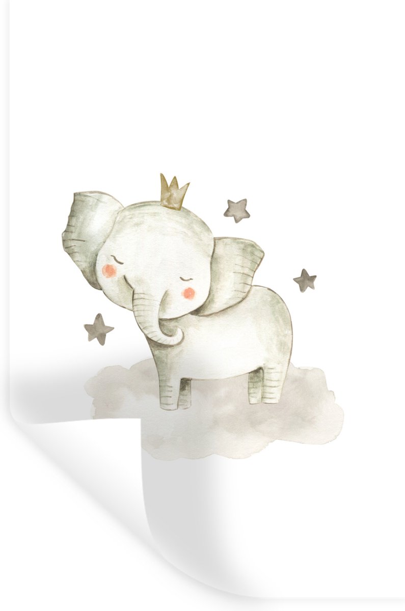 Muurstickers - Sticker Folie - Dieren - Olifant - Sterren - 60x90 cm - Plakfolie - Muurstickers Kinderkamer - Zelfklevend Behang - Zelfklevend behangpapier - Stickerfolie