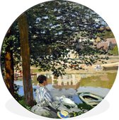 WallCircle - Wandcirkel - Muurcirkel - Op de oever van de Seine, Bennecourt - Claude Monet - Aluminium - Dibond - ⌀ 60 cm - Binnen en Buiten