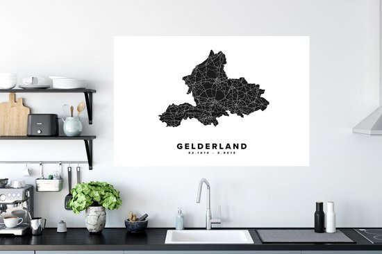 Stickers muraux - Gueldre - Nederland - Carte - 120x80 cm - Film adhésif - Plan de la ville