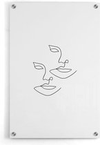 Walljar - One Line Faces - Muurdecoratie - Plexiglas schilderij