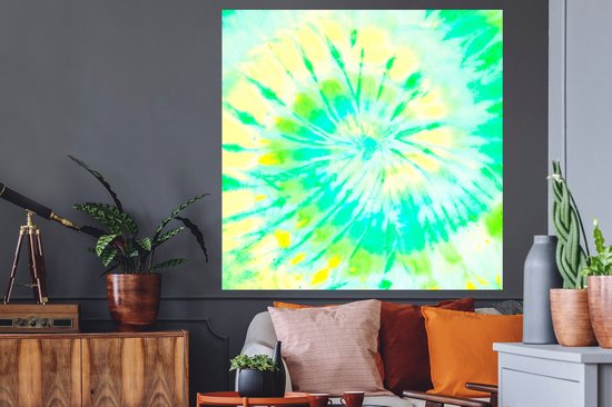 Stickers Stickers muraux - Été - Tie dye - Jaune - 120x120 cm - Feuille adhésive XXL