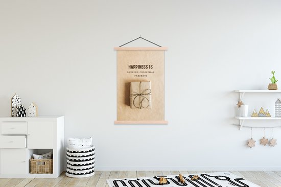 Posterhanger incl. Poster 120x180 cm - Schoolplaat - Kerst - Cadeau - Quote - Textielposter - Blanke latten