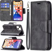 iPhone 13 Mini Hoesje, MobyDefend Wallet Book Case Met Koord, Zwart | GSM Hoesje / Telefoonhoesje Geschikt Voor: Apple iPhone 13 Mini