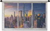 Wandkleed - Wanddoek - New York - Doorkijk - Skyline - 150x100 cm - Wandtapijt