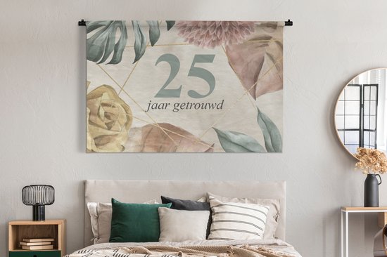 Tenture murale - Tissu mural - Mariage - 25 ans de mariage - Proverbes - Citations - 180x120 cm - Tapisserie murale