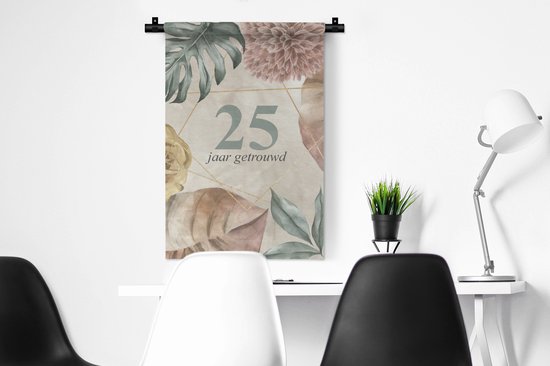 Tapisserie - Tissu mural - Mariage - Proverbes - 25 ans mariés - Citations - Anniversaire de mariage - 60x90 cm - Tapisserie