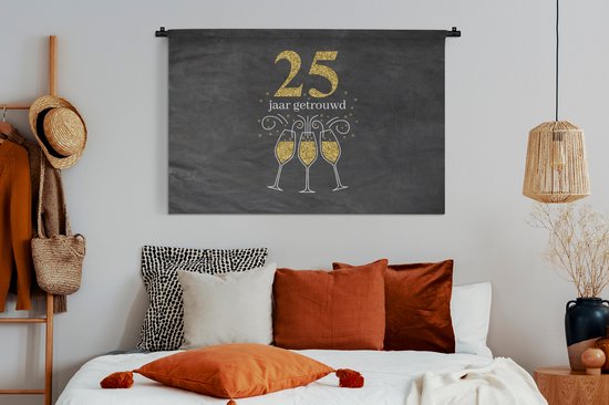 Tapisserie - Mariage - Marié 25 ans - Décoration - 120x80 cm - Tapisserie