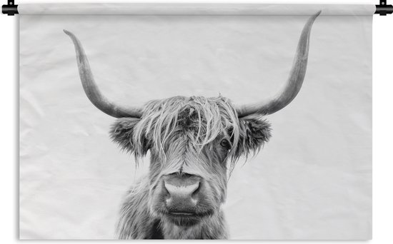 Tapisserie - Tapisserie - Highlander écossais - Taureau - Zwart - Wit - 120x80 cm - Tapisserie