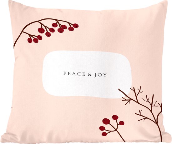 Sierkussens - Kussentjes Woonkamer - 50x50 cm - Quote - Bessen - Takken - Kerstversiering - Kerstdecoratie voor binnen - Woonkamer