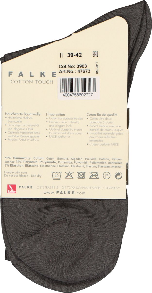 FALKE Cotton Touch damessokken - katoen - grijs (platinum) - Maat: 35-38 |  bol.com