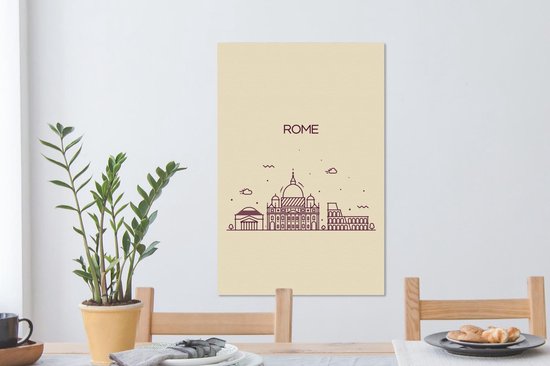 Illustration skyline 'Rome' sur fond marron clair 40x60 cm - Tirage photo sur toile (Décoration murale salon / chambre)