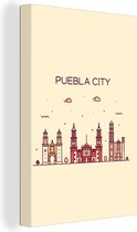 Canvas Schilderij Mexico - Skyline - Puebla - 40x60 cm - Wanddecoratie