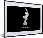 Affiche avec cadre Limbourg - Carte - Pays- Nederland - 40x30 cm