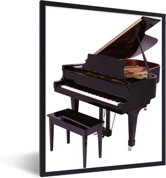 Fotolijst incl. Poster - Een houten vleugel piano - 60x80 cm - Posterlijst