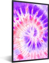 Fotolijst incl. Poster - Tie dye - Paars - Roze - 80x120 cm - Posterlijst