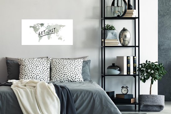 Décoration murale - Carte du Wereldkaart - Peinture à l'aquarelle - Dire - 80x40 cm - Affiche