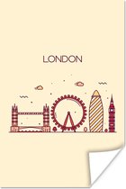 Illustration Skyline 'Londres' sur fond marron clair 60x90 cm