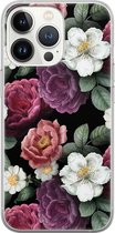 iPhone 13 Pro hoesje siliconen - Flowers - Soft Case Telefoonhoesje - Bloemen - Transparant, Multi
