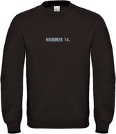 Sweater Zwart M - nummer 14 - grijs - soBAD. | Sweater unisex | Sweater man | Sweater dames | Voetbalheld | Voetbal | Legende