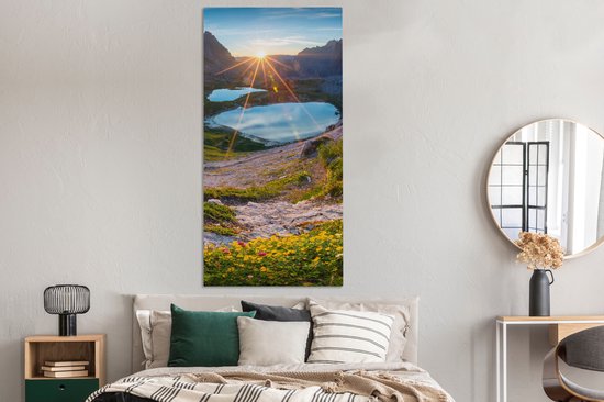 Tableau sur toile Alpes - Lac - Soleil - 80x160 cm - Décoration murale