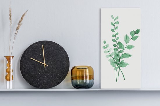 Peinture sur toile Aquarelle - Feuilles - Plantes - 20x40 cm - Décoration murale