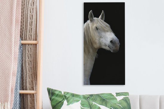 Toile Peinture Paarden - Moule - Zwart - 20x40 cm - Décoration murale