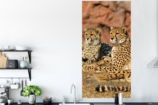Stickers Stickers muraux - Mère Cheetah et petits - 80x160 cm - Film adhésif