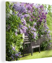 Jardin rempli de lilas 50x50 cm - Tirage photo sur toile (Décoration murale salon / chambre) / Peintures Fleurs sur toile