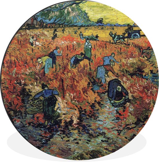 WallCircle - Wandcirkel - Muurcirkel - De rode wijngaard - Vincent van Gogh - Aluminium - Dibond - ⌀ 90 cm - Binnen en Buiten