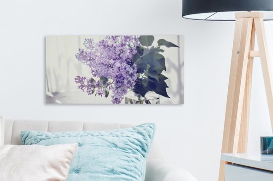 Tableau sur toile Lilas dans un vase - 40x20 cm - Décoration murale