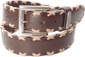 Sendra Riem 7336 Marron Handgemaakt Avec fil épais tressé Boucle interchangeable Cowboy Western Ibiza Bohème 4 cm de large Jeans unisexe Ceinture de pantalon en Cuir véritable