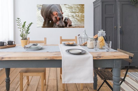 Affiche Animaux - Hippopotames - Bébé - 120x60 cm