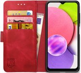 Rosso Element Book Case Wallet Hoesje Geschikt voor Samsung Galaxy A03s | Portemonnee | 3 Pasjes | Magneetsluiting | Stand Functie | Rood