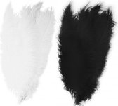 4x stuks grote veer/veren/struisvogelveren 2x wit en 2x zwart van 50 cm - Decoratie sierveren