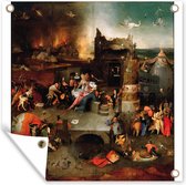 Tuinposters Temptation of Saint Anthony - schilderij van Jheronimus Bosch - 50x50 cm - Tuindoek - Buitenposter