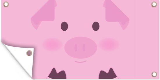 Poster de jardin un cochon rose sur fond rose - Décoration murale cm - Décoration murale extérieur - Poster jardin - Toile jardin - Poster clôture - Tableau jardin