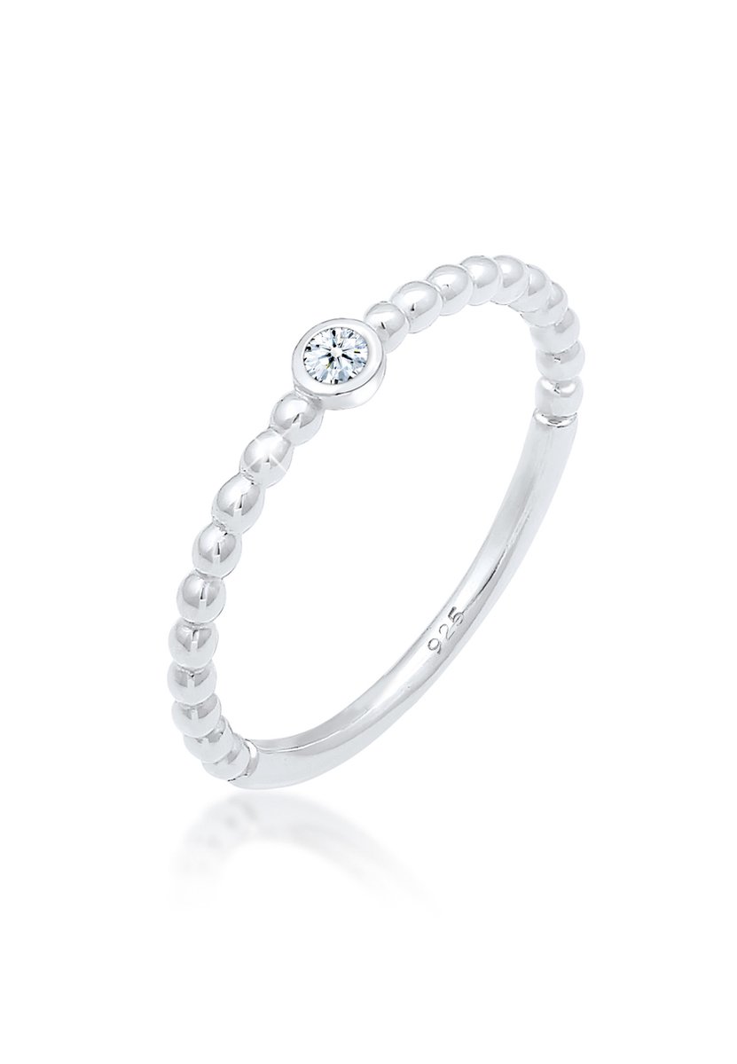 Elli PREMIUM - Ring - Dames Verloving Geo Ballen Diamant (0.03ct) in 925 Sterling Zilver - Dames