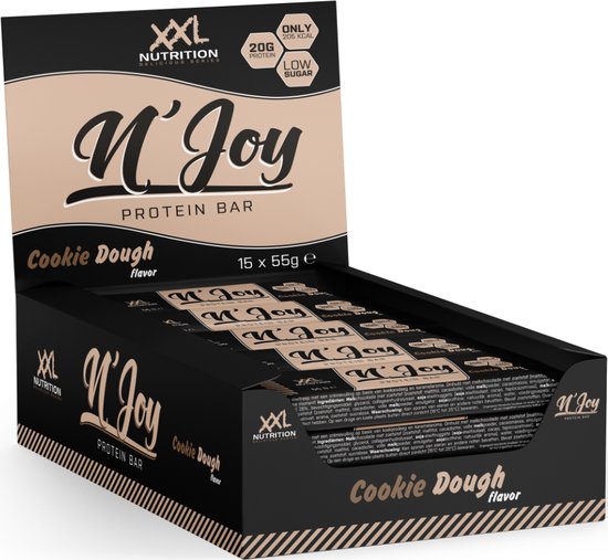 XXL Nutrition - N'Joy Protein Bar - 20 Gram Eiwit - Eiwitrepen & -snacks, Proteine Repen - Smeuďge Eiwit Reep én Hoog in Eiwit - Diverse Smaken - Cookie Dough - 15 Pack