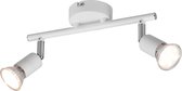 LED Plafondspot - Nitron Pamo - GU10 Fitting - 2-lichts - Rond - Mat Wit - Aluminium