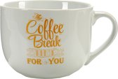 Arte Regal Koffiemok Coffee Break 500 Ml Porselein Wit/goud