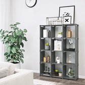 IN.HOMEXL - Bennett - Cube Storage, 12-Kubus Boekenkast, DIY Closet Organiser, Opbergrek in Woonkamer, Kinderkamer, Badkamer, 105 x 30 x 140 cm, Inclusief Rubber Mallet, Zwart