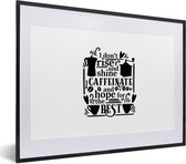 Citation Je caféine et espère le meilleur sur un fond blanc 30x20 cm - petit